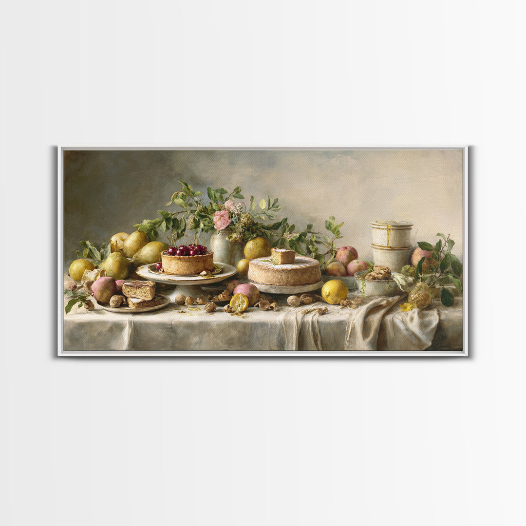 Cherry Tart Still Life Canvas Print, Bakery Art, Watercolor Art, Bakery Decor, Fine Art, Patisserie, French Wall Art, BAK-2x1-73