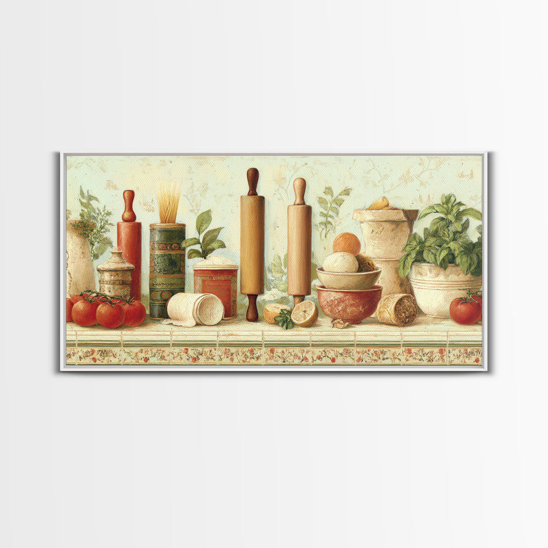Patisserie Pattern of Rolling Pins and Pastries Canvas Print, Bakery Art, Coffee Wall Art, Bakery Decor, Fine Art, Patisserie, BAK-2x1-89