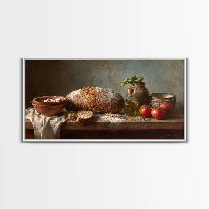 Rustic Loaf of Bread Framed Canvas Print, Bakery Art, Watercolor Print, Bakery Decor, Oil Painting, Patisserie, Fine Art Print, BAK-2x1-96