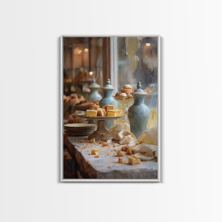 French Patisserie Window Display of Pastel Pastries Canvas Print, Bakery Art, Contemporary Art, Bakery Decor, Patisserie, BAK-2x3-10
