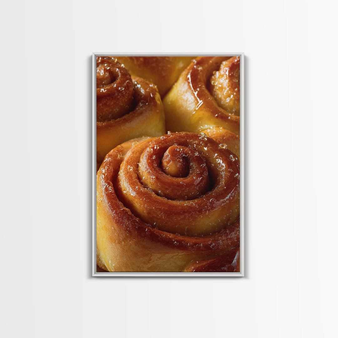 Cinnamon Rolls in a Warm Country Kitchen Framed Canvas Print, Bakery Art, Contemporary Art, Bakery Decor, Fine Art, Patisserie, BAK-2x3-19