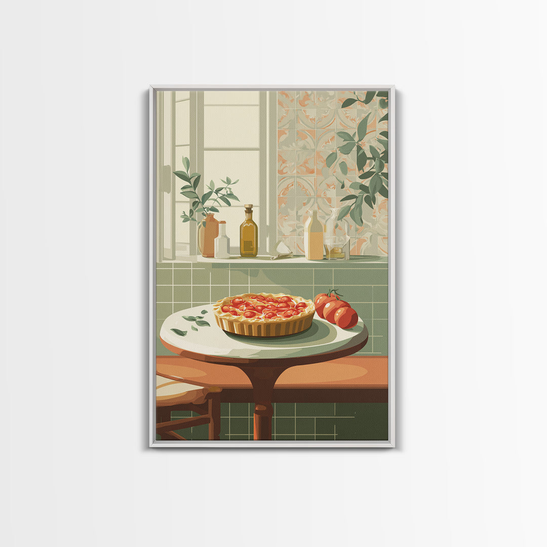 Retro Diner Pie Illustration Framed Canvas Print, Bakery Art, Modern Decor, Bakery Decor, Fine Art, Patisserie, Wall Decor, BAK-2x3-24