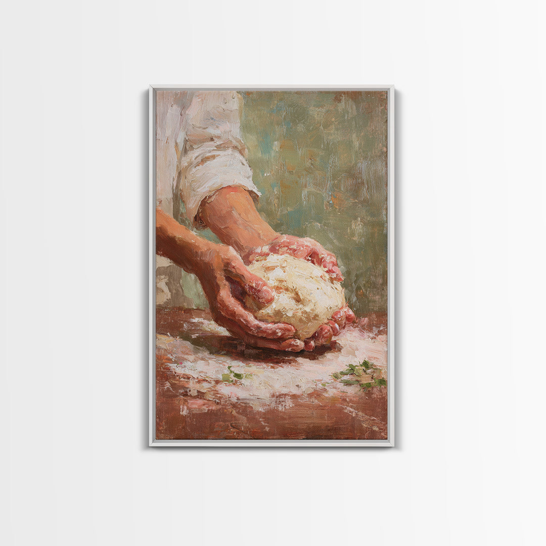 Baker Hands Shaping Dough Canvas Print, Bakery Art, Watercolor Art, Bakery Decor, Fine Art, Patisserie, French Wall Art, BAK-2x3-49
