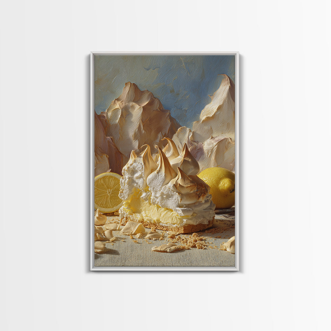 Lemon Meringue Pie Slice Canvas Print, Bakery Art, Kitchen Wall Art, Bakery Decor, Oil Painting, Patisserie, BAK-2x3-66