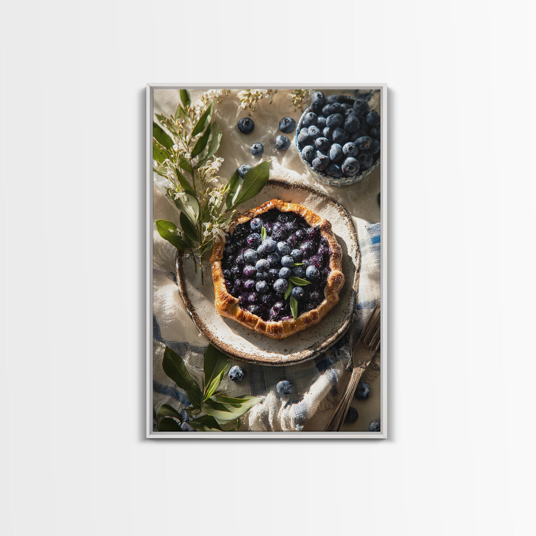 Blueberry Galette with Rustic Farmhouse Texture Canvas Print, Bakery Art, Fine Art Print, Bakery Decor, Fine Art, Patisserie, BAK-2x3-7
