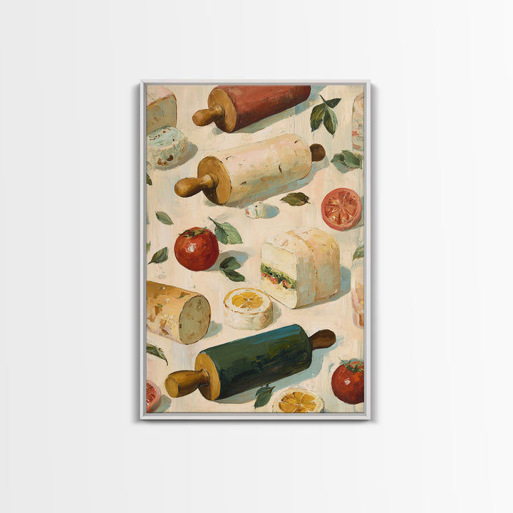 Patisserie Pattern of Rolling Pins and Pastries Canvas Print, Bakery Art, Kitchen Art Print, Bakery Decor, Fine Art, Patisserie, BAK-2x3-77