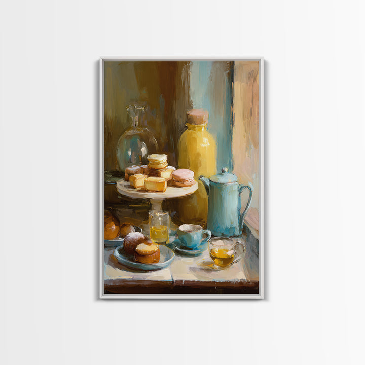 French Patisserie Window Display of Pastel Pastries Canvas Print, Bakery Art, Watercolor Painting, Bakery Decor, Patisserie, BAK-2x3-82