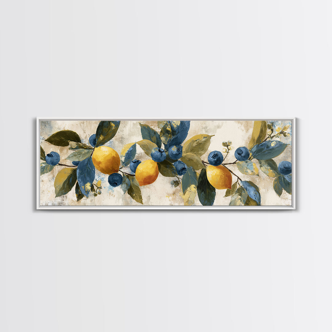 Blueberry Galette with Rustic Farmhouse Texture Framed Canvas Print, Bakery Art, Gallery Decor, Bakery Decor, Patisserie, BAK-3x1-15