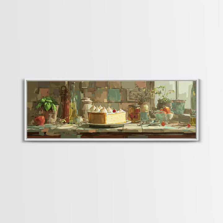 Lemon Meringue Pie Slice Framed Canvas Print, Bakery Art, Kitchen Art, Bakery Decor, Fine Art, Patisserie, Neutral Wall Art, BAK-3x1-2