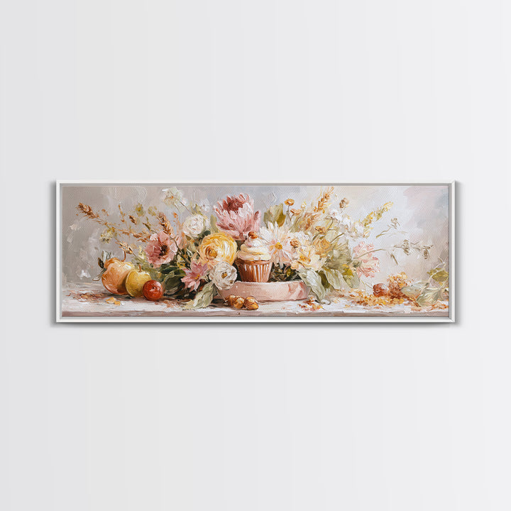 Cupcake Bouquet Painted Framed Canvas Print, Bakery Art, Room Decor, Bakery Decor, Fine Art, Patisserie, Digital Print, BAK-3x1-23