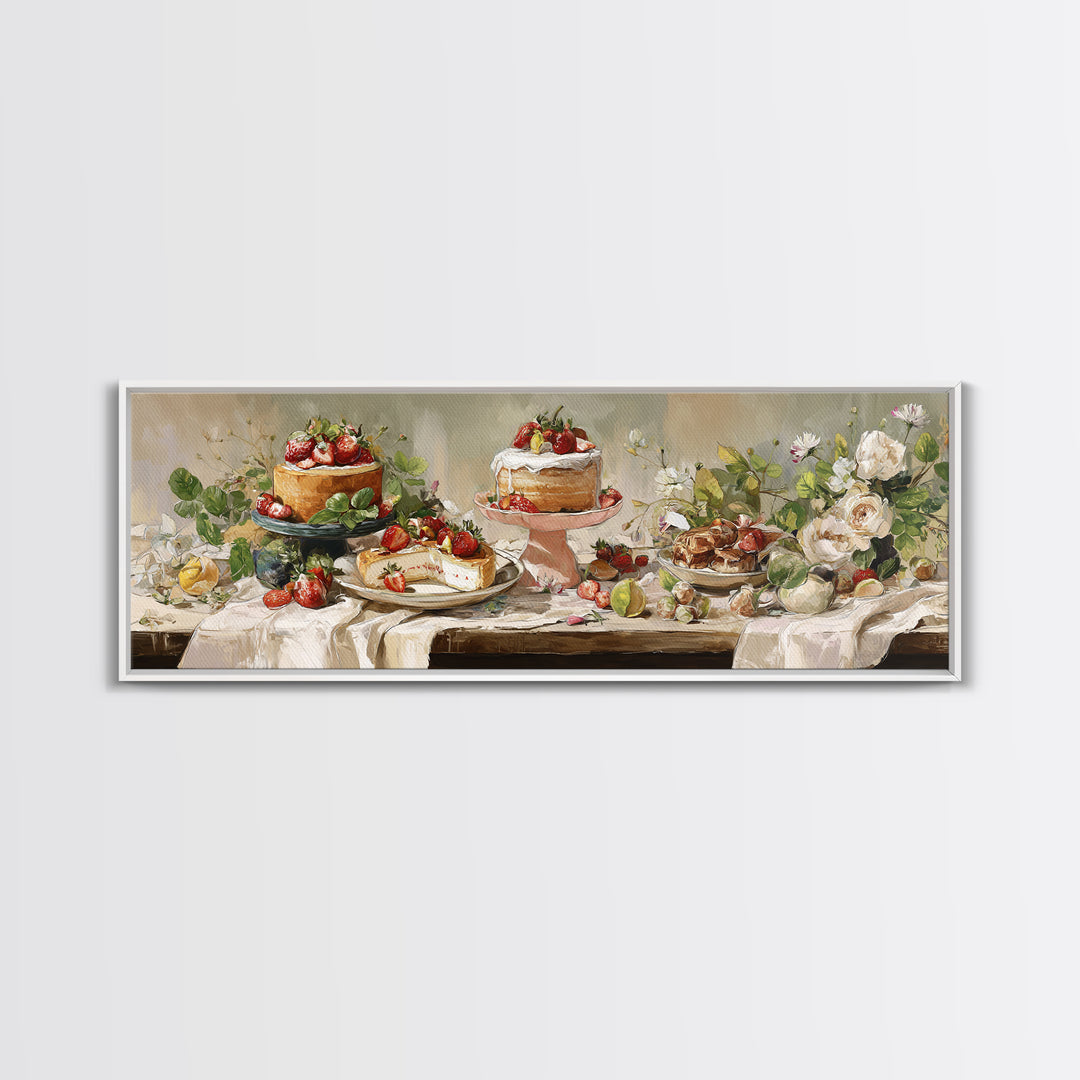 Pastel Cake Stand Canvas Print, Bakery Art, Watercolor Print, Bakery Decor, Oil Painting, Patisserie, Fine Art Print, BAK-3x1-29
