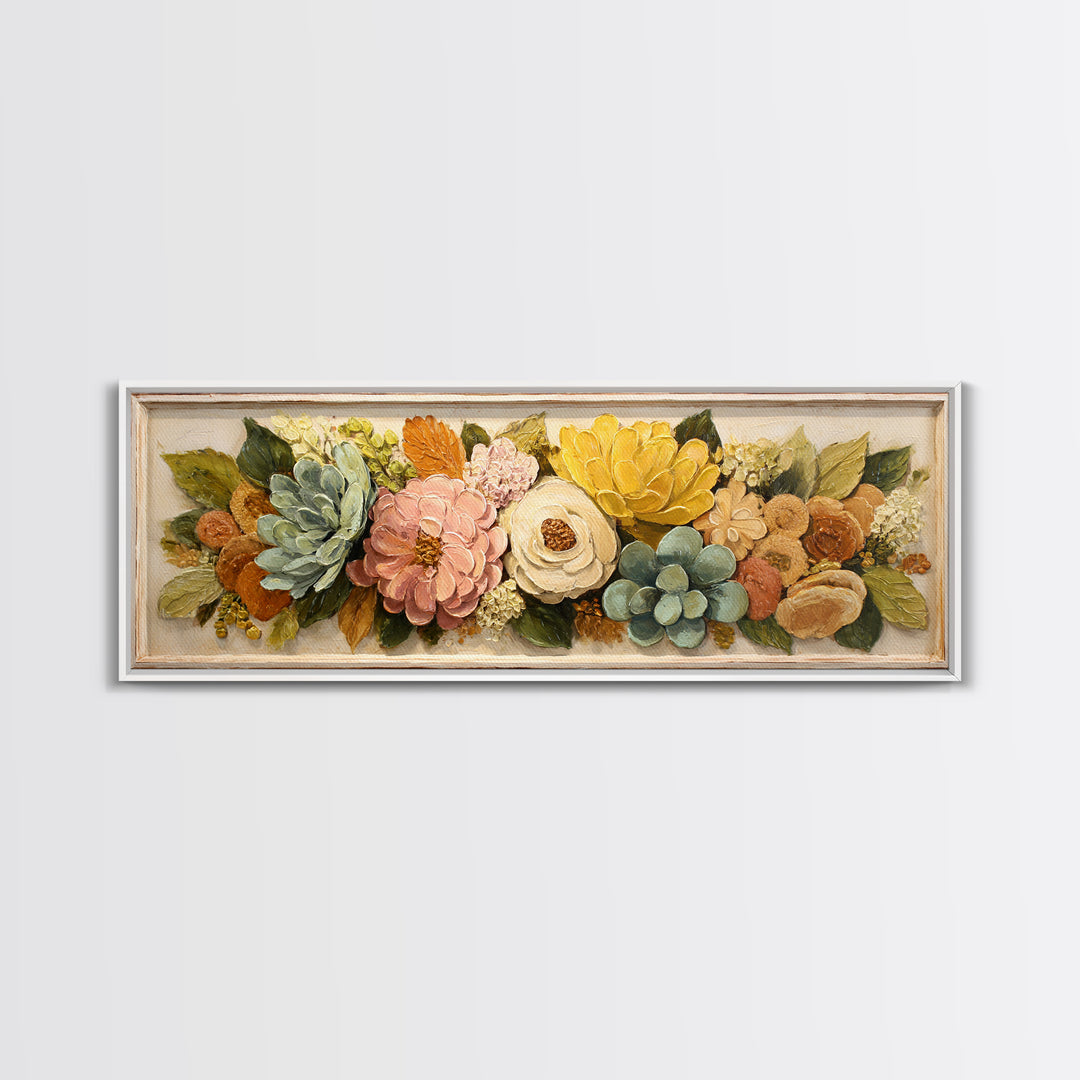 Cupcake Bouquet Painted Framed Canvas Print, Bakery Art, Kitchen Wall Art, Bakery Decor, Oil Painting, Patisserie, BAK-3x1-47
