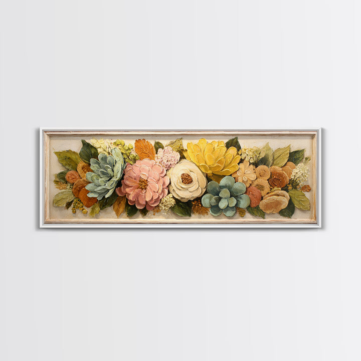 Cupcake Bouquet Painted Framed Canvas Print, Bakery Art, Kitchen Wall Art, Bakery Decor, Oil Painting, Patisserie, BAK-3x1-47