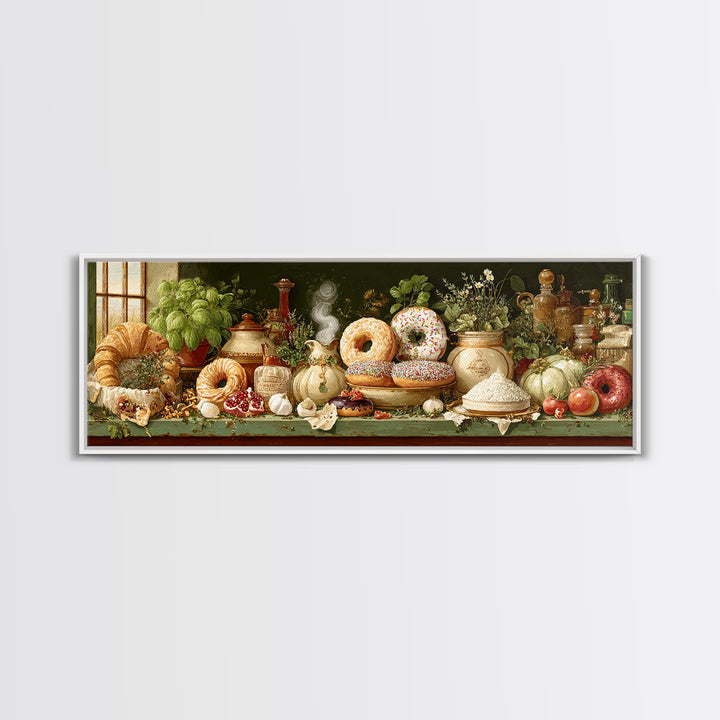 Whimsical Donut Assortment Canvas Print, Bakery Art, French Wall Art, Bakery Decor, Abstract Art, Patisserie, Room Decor, BAK-3x1-49