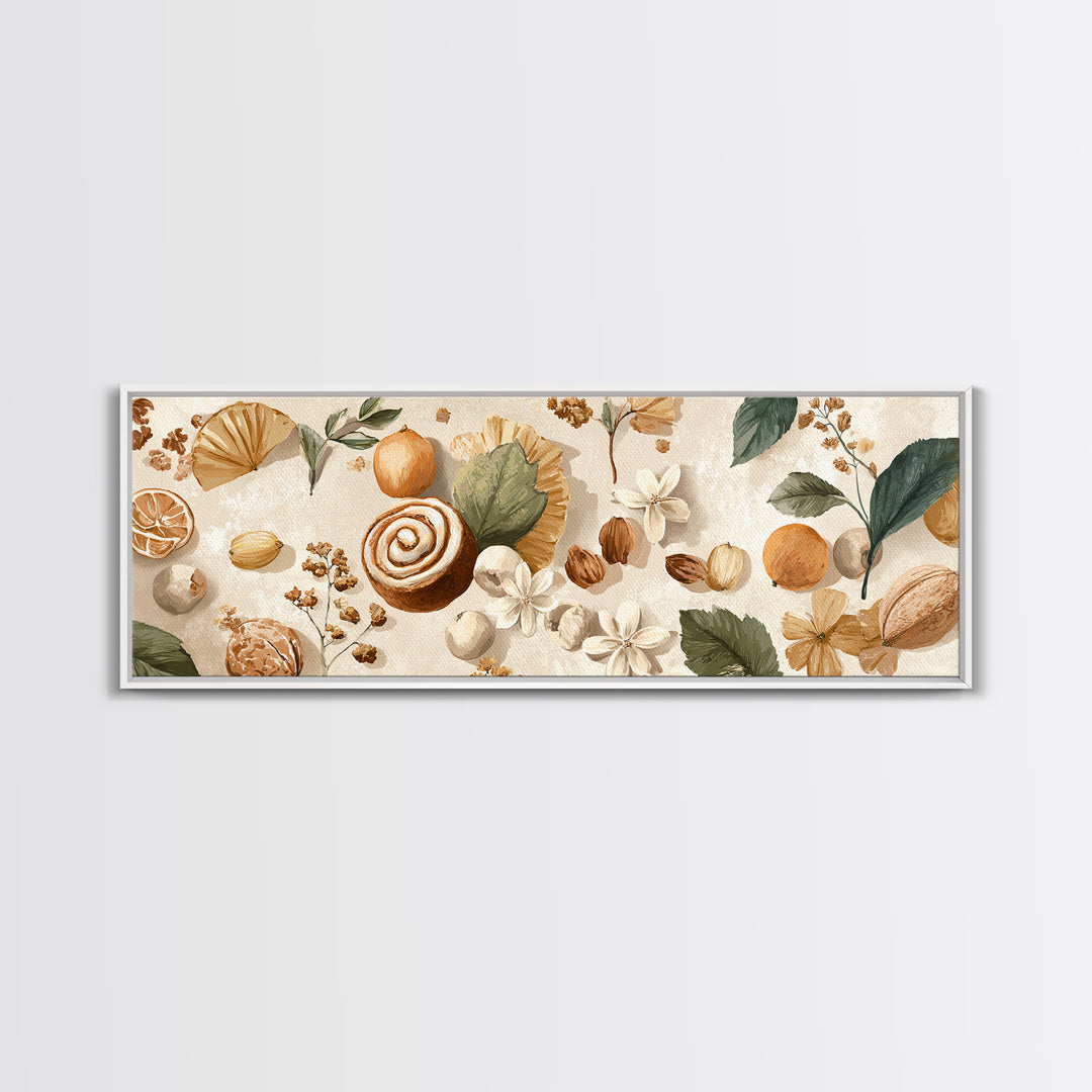 Cinnamon Rolls in a Warm Country Kitchen Framed Canvas Print, Bakery Art, Digital Print, Bakery Decor, Fine Art, Patisserie, BAK-3x1-51