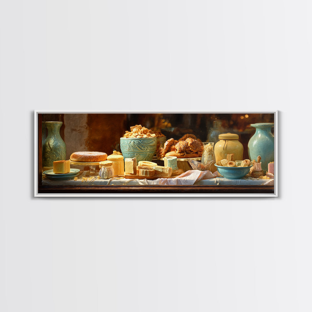 French Patisserie Window Display of Pastel Pastries Canvas Print, Bakery Art, Digital Download Art, Bakery Decor, Patisserie, BAK-3x1-66