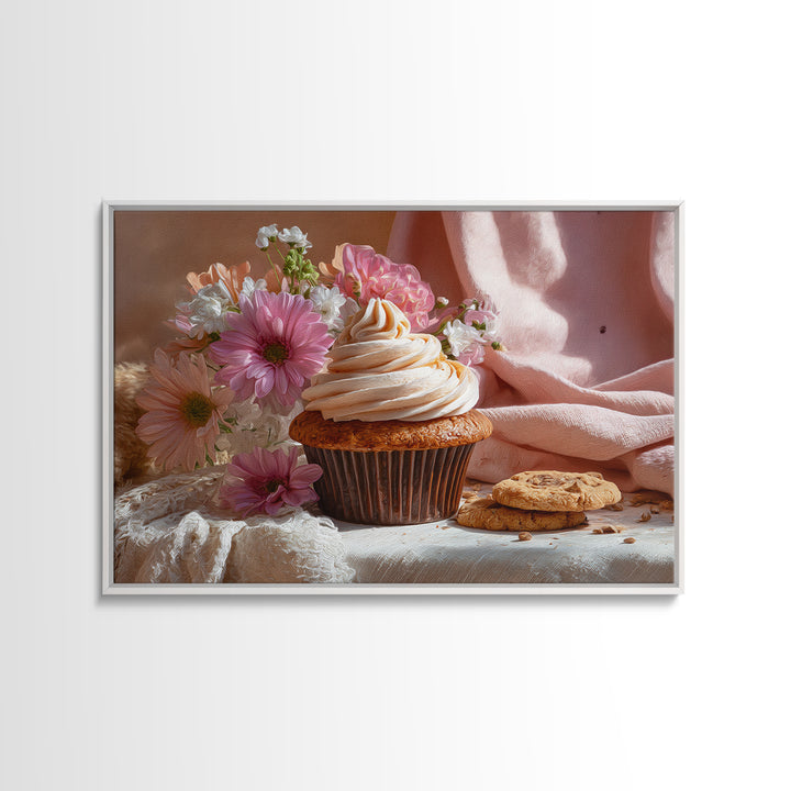 Cupcake Bouquet Painted Canvas Print, Bakery Art, Modern Decor, Bakery Decor, Fine Art, Patisserie, Wall Decor, Art Print, BAK-3x2-11