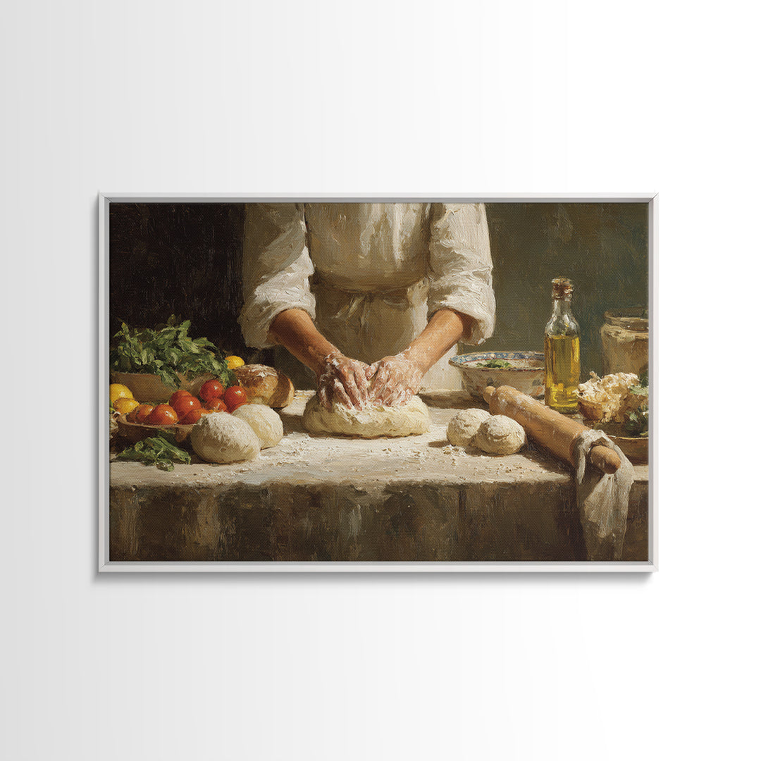 Baker Hands Shaping Dough Canvas Print, Bakery Art, Whimsical Wall Art, Bakery Decor, Fine Art, Patisserie, Luxury Decor, BAK-3x2-21