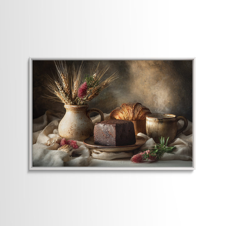 Chocolate Truffle Still Life Framed Canvas Print, Bakery Art, Fine Art, Bakery Decor, Patisserie, Textured Painting, BAK-3x2-23