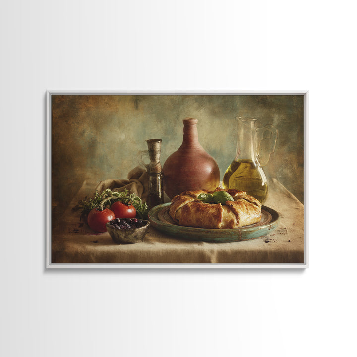 Blueberry Galette with Rustic Farmhouse Texture Framed Canvas Print, Bakery Art, Gallery Decor, Bakery Decor, Patisserie, BAK-3x2-27