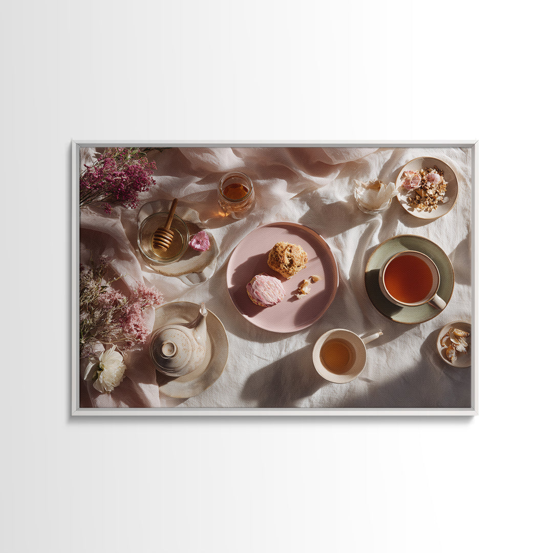 Tea and Scone Arrangement Canvas Print, Bakery Art, Gallery Decor, Bakery Decor, Fine Art, Patisserie, Wall Art, Home Decor, BAK-3x2-48