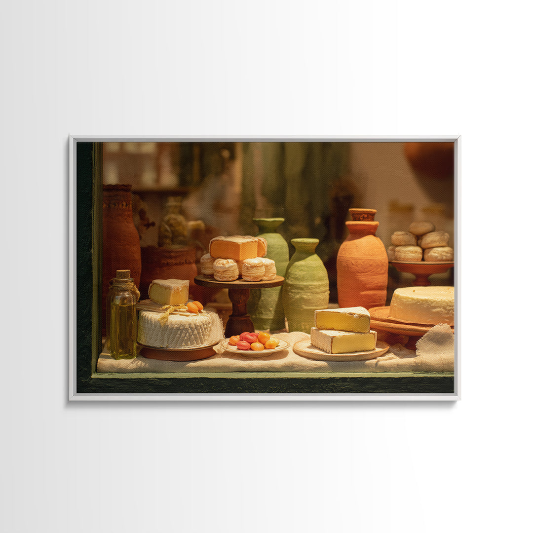 French Patisserie Window Display of Pastel Pastries Framed Canvas Print, Bakery Art, Kitchen Print, Bakery Decor, Patisserie, BAK-3x2-6