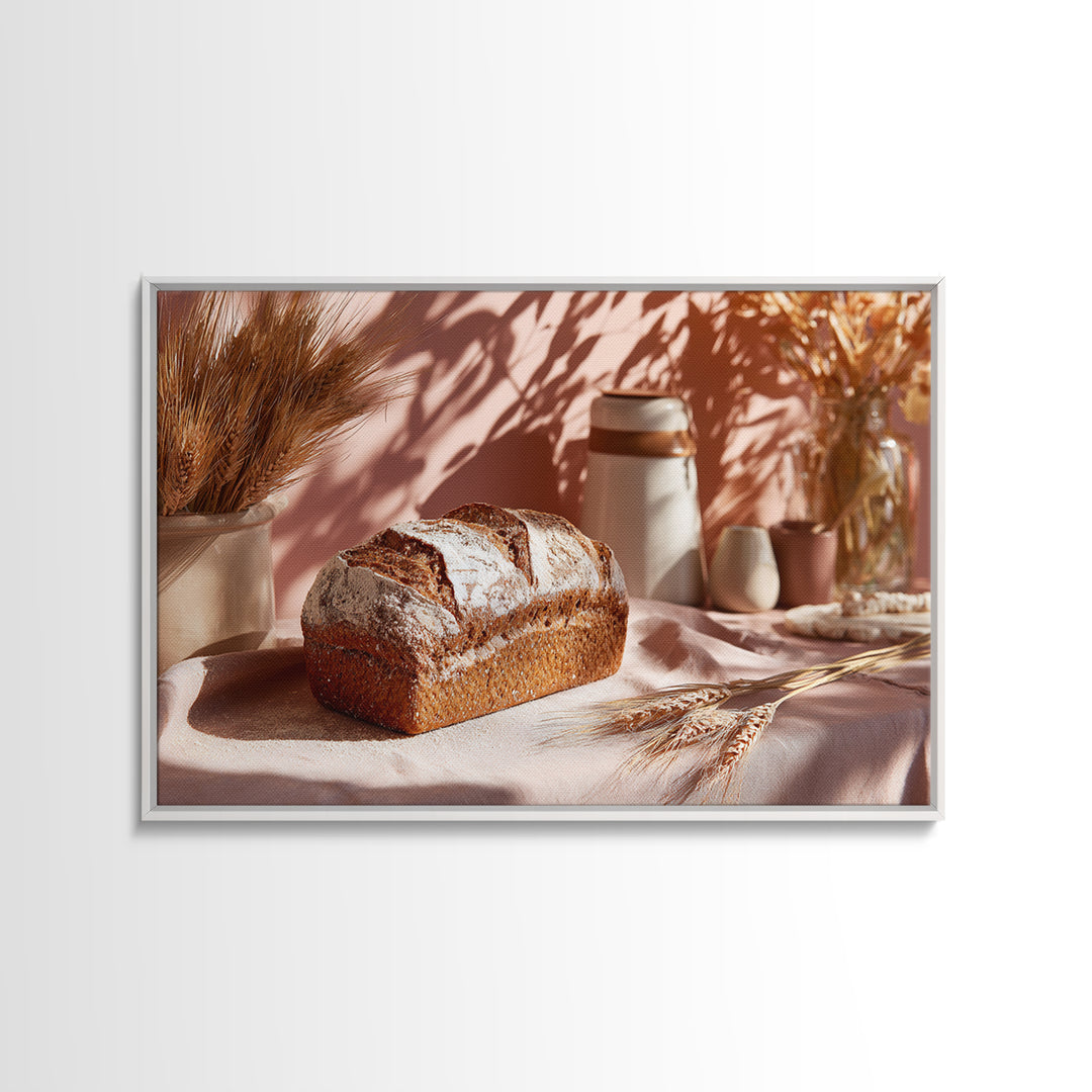 Rustic Loaf of Bread Framed Canvas Print, Bakery Art, Watercolor Print, Bakery Decor, Oil Painting, Patisserie, Fine Art Print, BAK-3x2-8