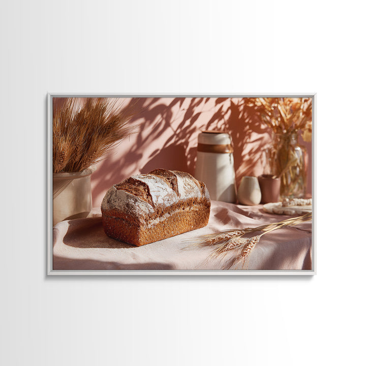 Rustic Loaf of Bread Framed Canvas Print, Bakery Art, Watercolor Print, Bakery Decor, Oil Painting, Patisserie, Fine Art Print, BAK-3x2-8