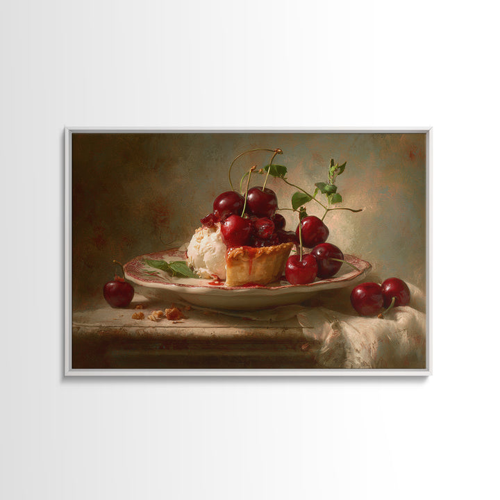 Cherry Tart Still Life Framed Canvas Print, Bakery Art, Fine Art Print, Bakery Decor, Fine Art, Patisserie, Printable Wall Art, BAK-3x2-81