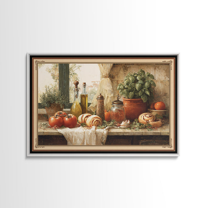 Cinnamon Rolls in a Warm Country Kitchen Framed Canvas Print, Bakery Art, Wall Decor, Bakery Decor, Fine Art, Patisserie, BAK-3x2-87