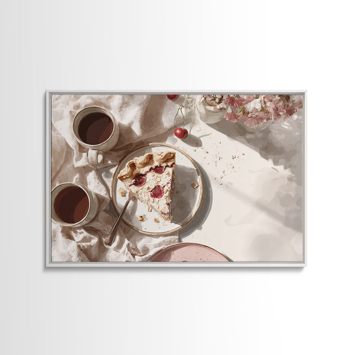 Retro Diner Pie Illustration Framed Canvas Print, Bakery Art, Art Print, Bakery Decor, Fine Art, Patisserie, Kitchen Print, BAK-3x2-92