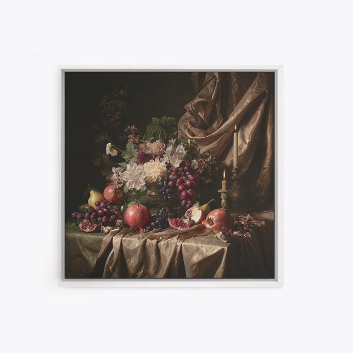 Lavish Banquet Fruit Composition Canvas Print, Baroque Art, Printable Wall Art, Living Room Decor, Ornate, Minimalist Wall Art, BAO-1x1-20