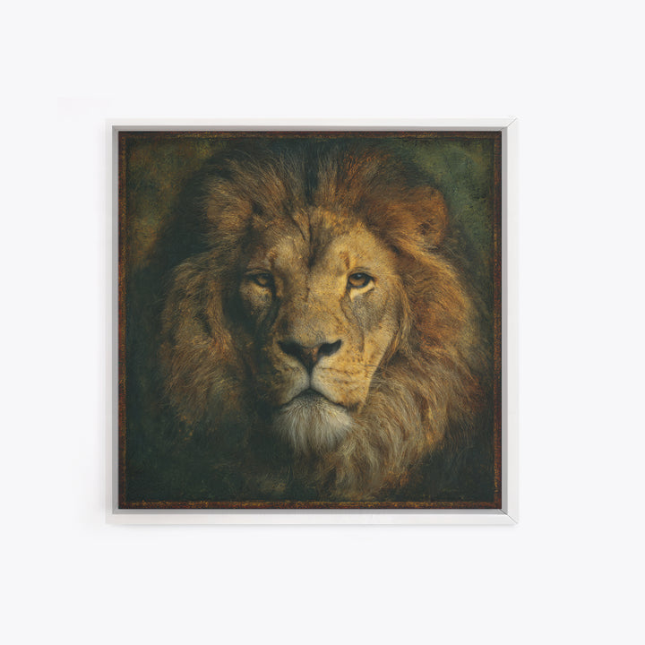 Royal Lion Portrait Framed Canvas Print, Baroque Art, Eclectic Wall Art, Living Room Decor, Fine Art, Ornate, Gallery Decor, BAO-1x1-41