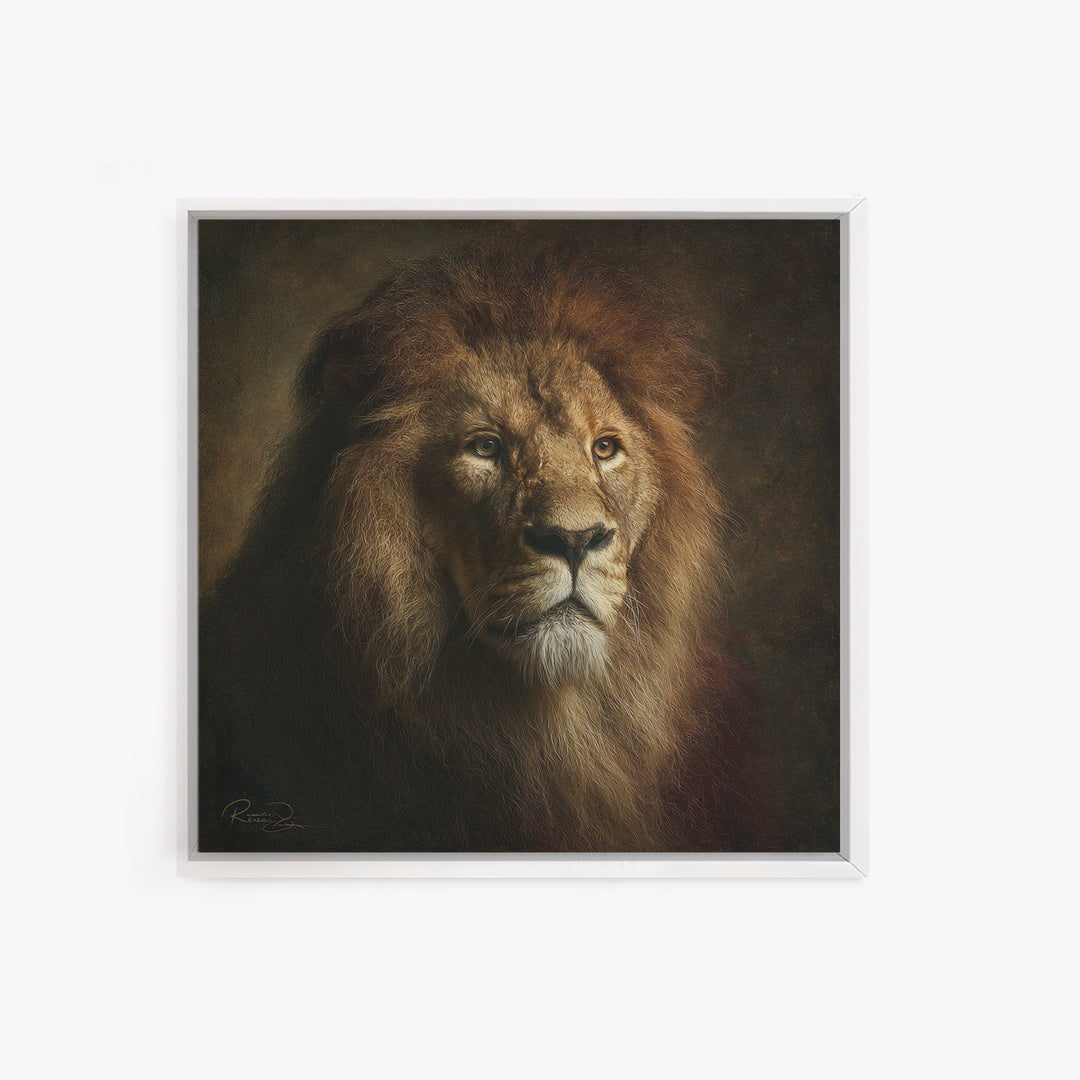 Royal Lion Portrait Framed Canvas Print, Baroque Art, Eclectic Wall Art, Living Room Decor, Fine Art, Ornate, Gallery Decor, BAO-1x1-65
