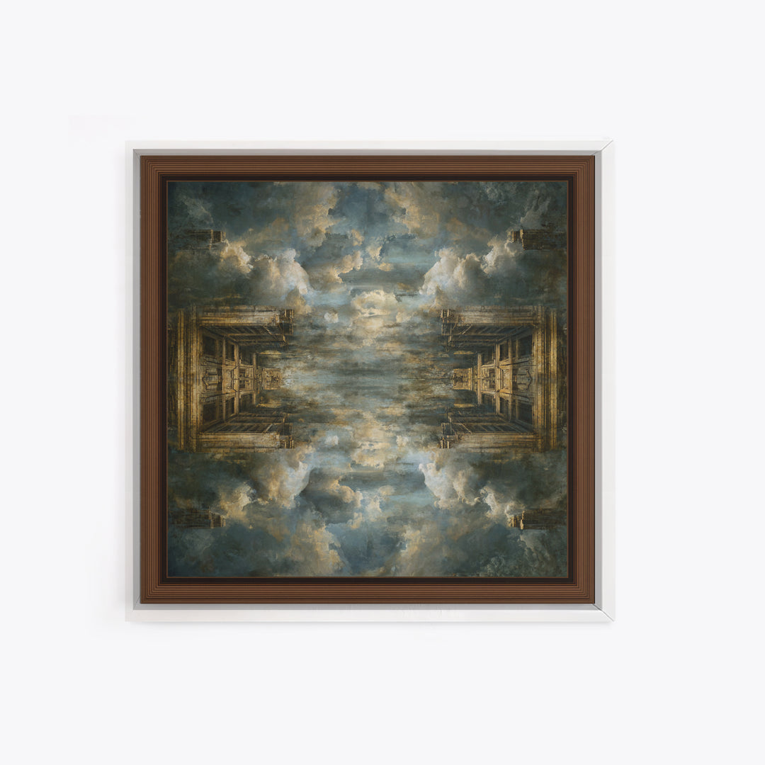 Classical Ruins Beneath a Dramatic Sky Framed Canvas Print, Baroque Art, Feminist Art, Living Room Decor, Fine Art, Ornate, BAO-1x1-67