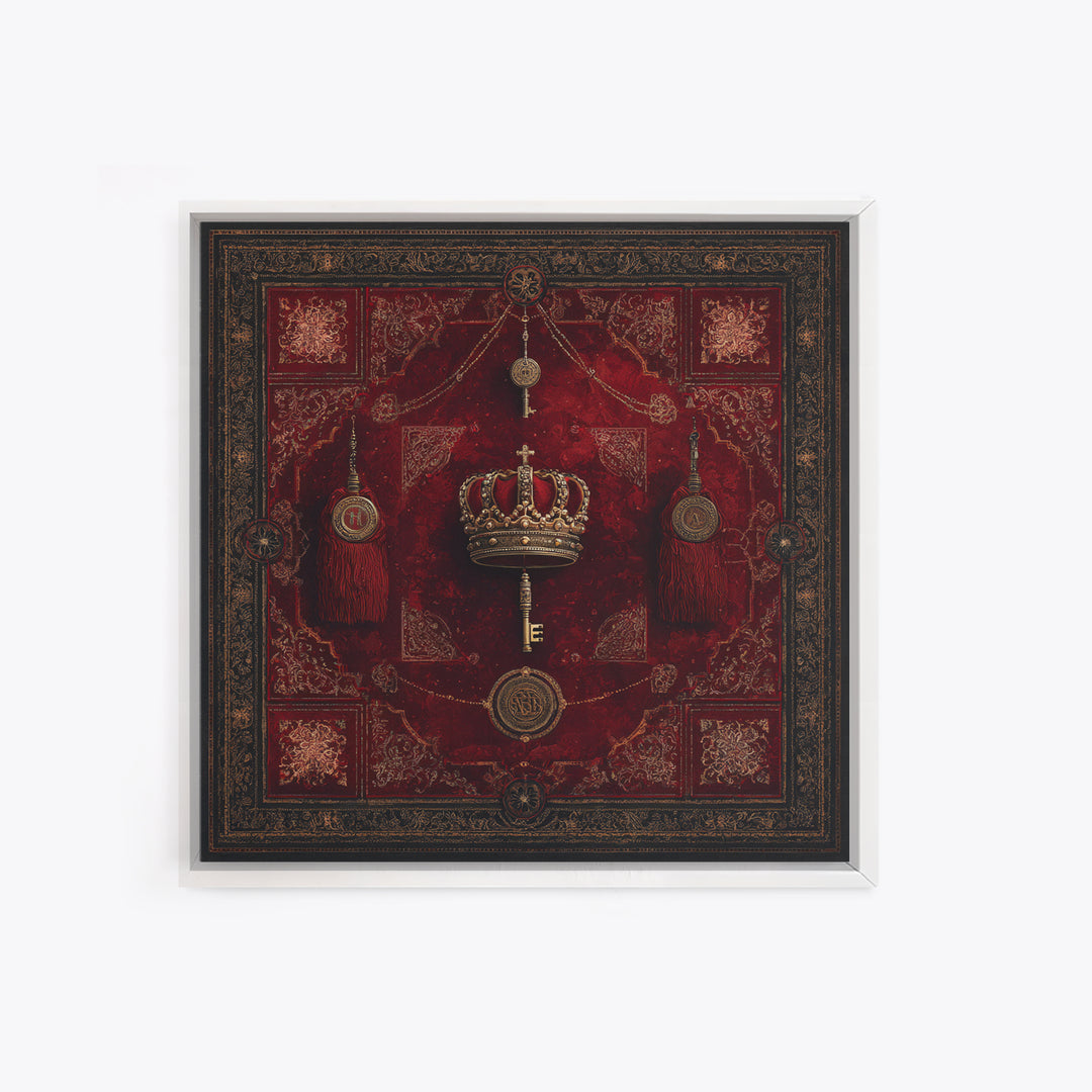Dark Red Velvet Framed Canvas Print, Baroque Art, Dark Academia Art, Living Room Decor, Fine Art, Ornate, Modern Decor, BAO-1x1-71