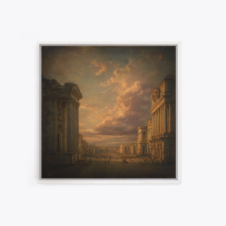 Classical Ruins Beneath a Dramatic Sky Canvas Print, Baroque Art, Wall Decor, Living Room Decor, Fine Art, Ornate, BAO-1x1-91