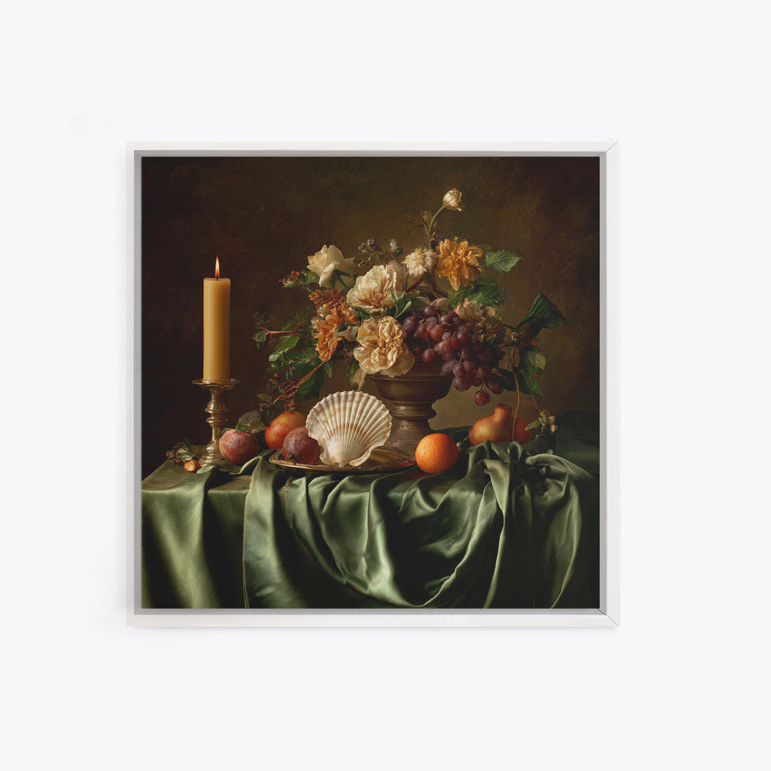 Ornamental Shell and Pearl Composition Canvas Print, Baroque Art, Gallery Wall, Living Room Decor, Ornate, Neutral Decor, BAO-1x1-94