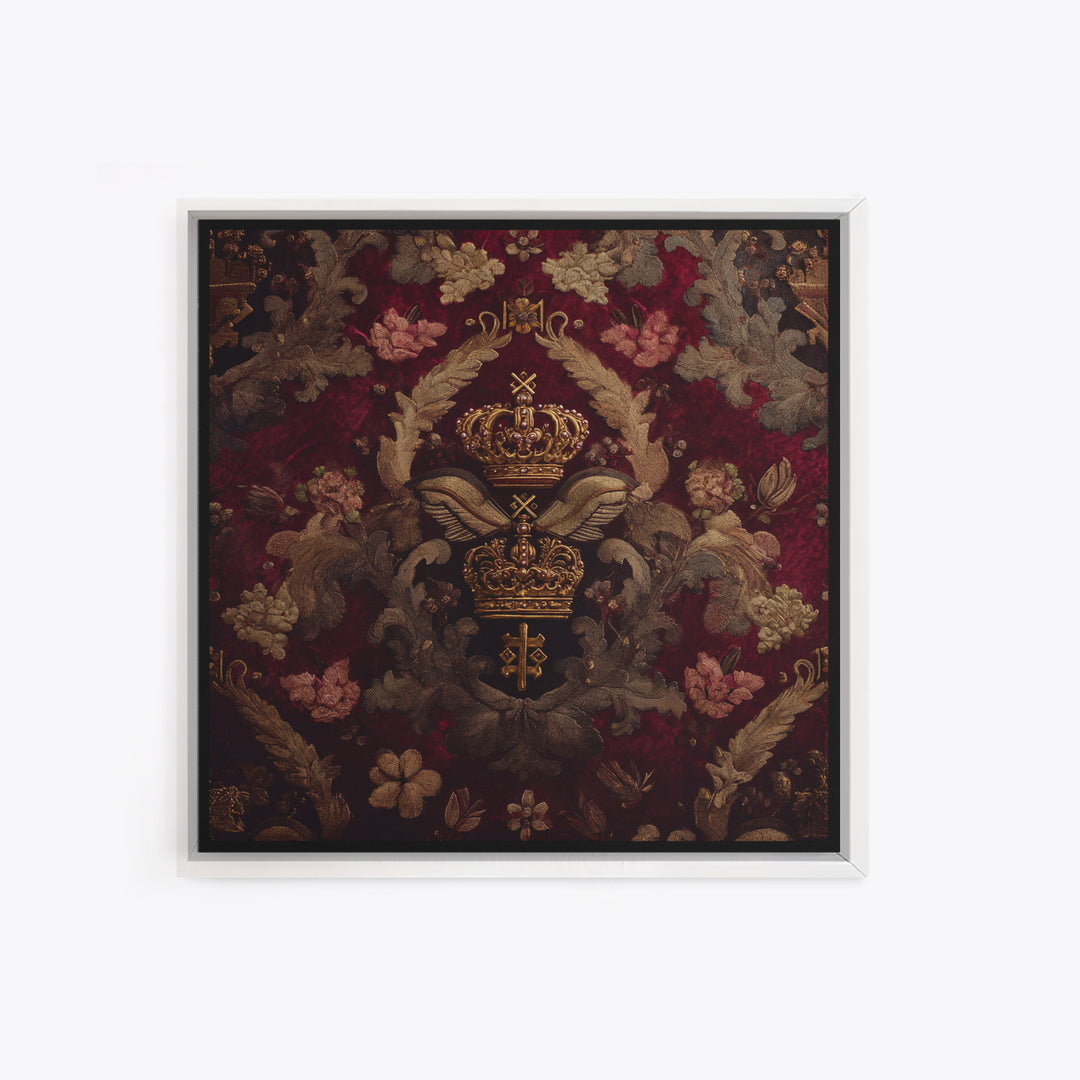 Dark Red Velvet Canvas Print, Baroque Art, Art Nouveau Decor, Living Room Decor, Fine Art, Ornate, Art Print, Textured Painting, BAO-1x1-95