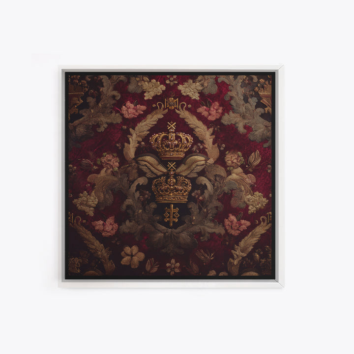 Dark Red Velvet Canvas Print, Baroque Art, Art Nouveau Decor, Living Room Decor, Fine Art, Ornate, Art Print, Textured Painting, BAO-1x1-95