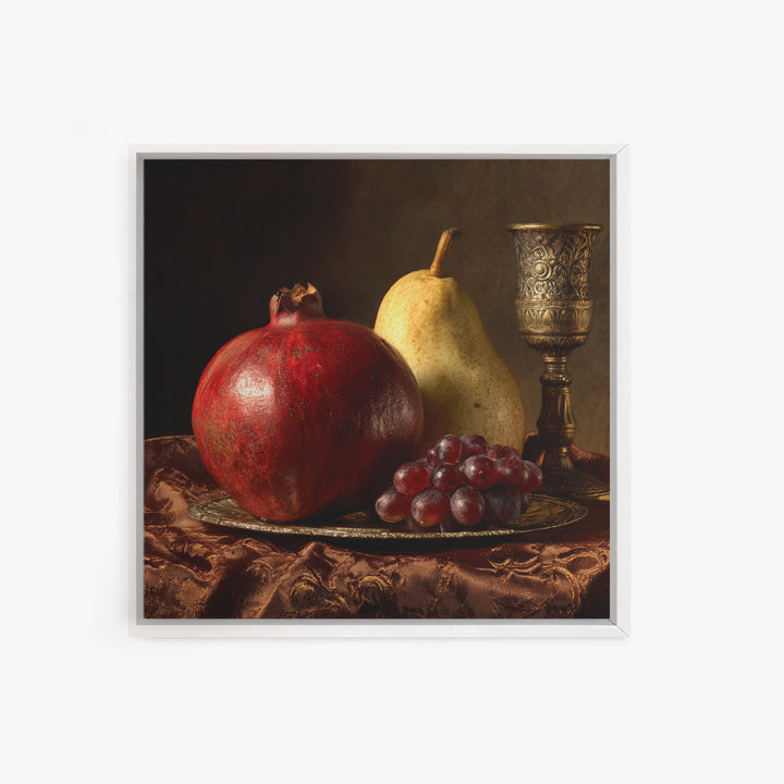 Dramatic Fruit Still Life Canvas Print, Baroque Art, Wall Decor, Living Room Decor, Oil Painting, Ornate, Contemporary Art, BAO-1x1-97