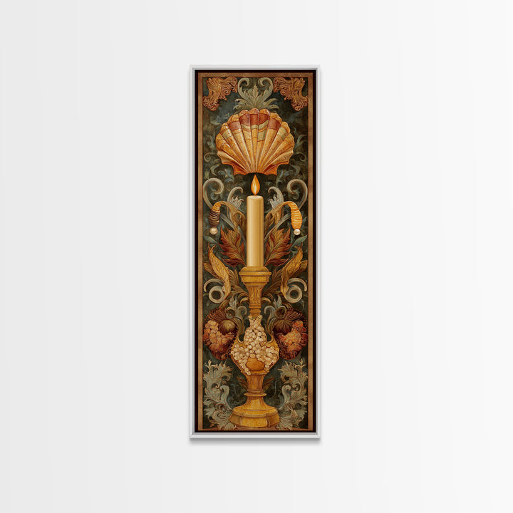 Ornamental Shell and Pearl Composition Canvas Print, Baroque Art, Dark Academia Decor, Living Room Decor, Fine Art, Ornate, BAO-1x3-10