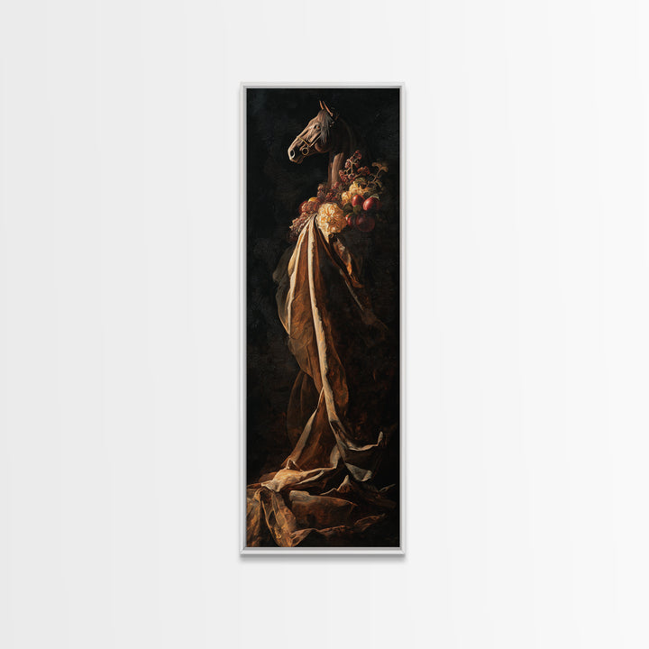 Dramatic Horse Portrait Canvas Print, Baroque Art, Portrait Painting, Living Room Decor, Oil Painting, Ornate, Wall Decor, BAO-1x3-12