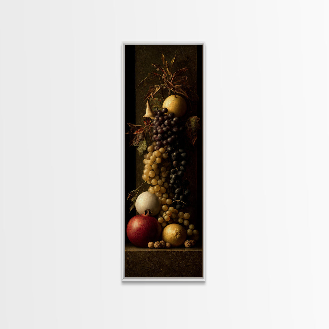 Dramatic Fruit Still Life Canvas Print, Baroque Art, Gallery Wall, Living Room Decor, Fine Art, Ornate, Neutral Decor, BAO-1x3-13