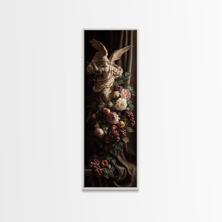 Gilded Angel Wings Emerging from Storm Clouds Canvas Print, Baroque Art, Minimalist Wall Art, Living Room Decor, Ornate, BAO-1x3-18