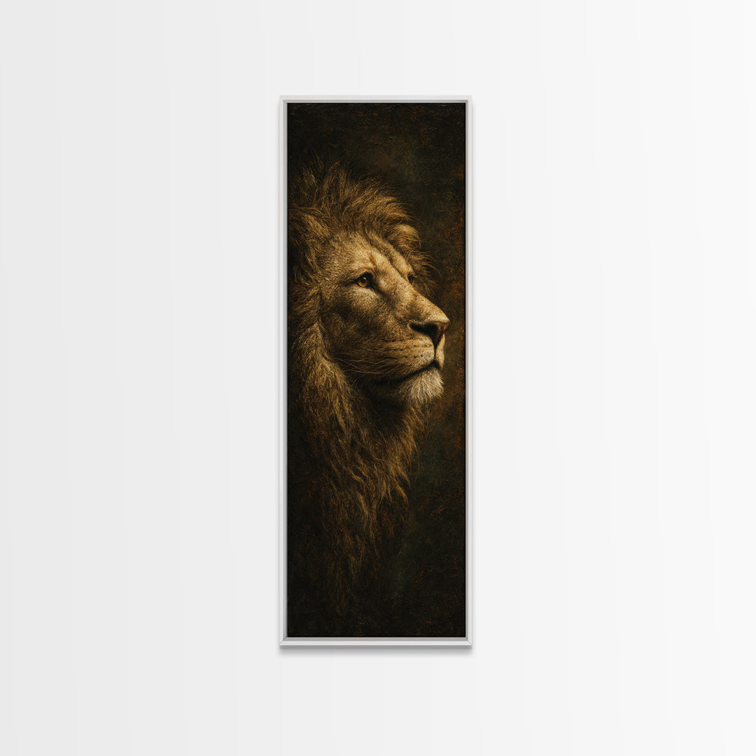 Royal Lion Portrait Framed Canvas Print, Baroque Art, Eclectic Wall Art, Living Room Decor, Fine Art, Ornate, Gallery Decor, BAO-1x3-29