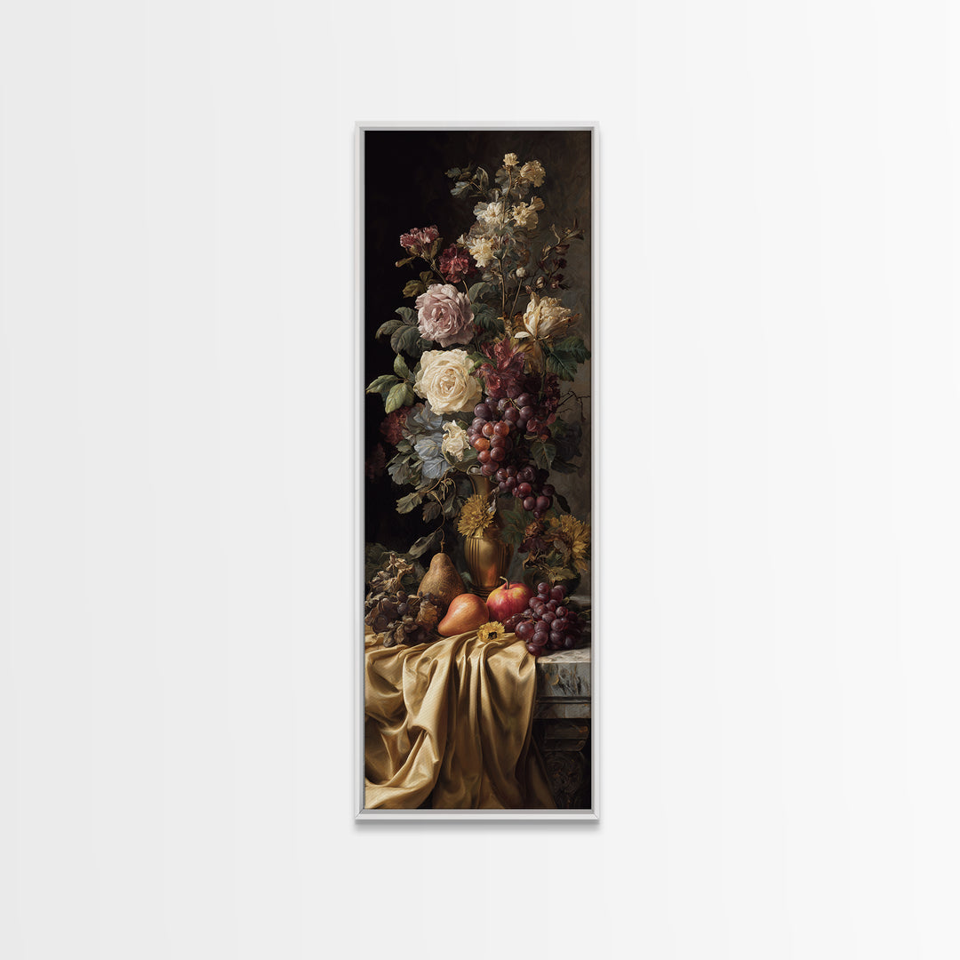 Golden Harp and Roses Framed Canvas Print, Baroque Art, Modern Wall Art, Living Room Decor, Oil Painting, Ornate, Feminist Art, BAO-1x3-30