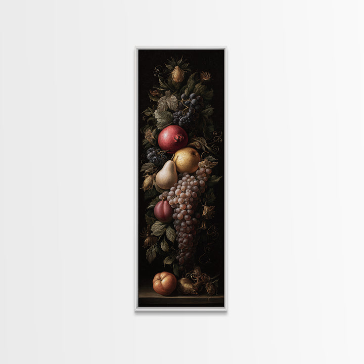 Dramatic Fruit Still Life Canvas Print, Baroque Art, Gallery Wall, Living Room Decor, Fine Art, Ornate, Neutral Decor, BAO-1x3-37