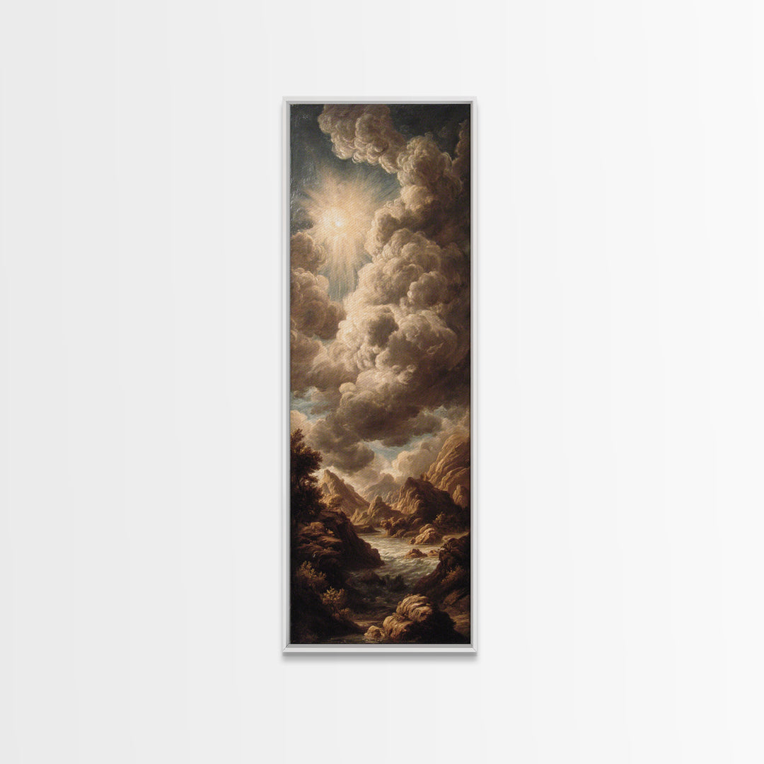 Theatrical Stormy Landscape Framed Canvas Print, Baroque Art, Room Decor Aesthetic, Living Room Decor, Fine Art, Ornate, BAO-1x3-46