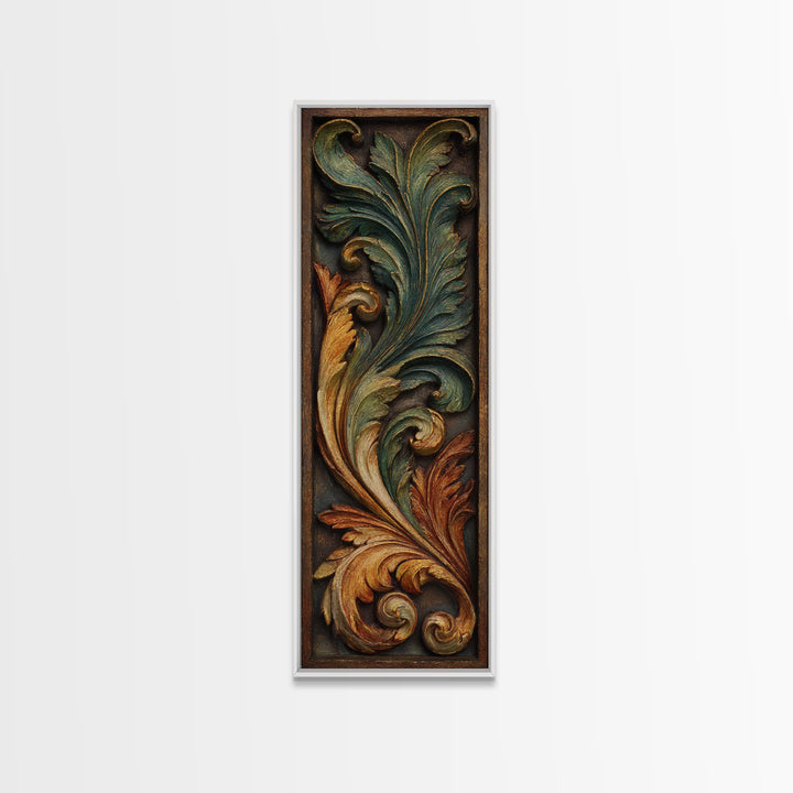 Carved Acanthus Leaf Ornament Study Canvas Print, Baroque Art, Art Print, Living Room Decor, Fine Art, Ornate, Oil Painting, BAO-1x3-51